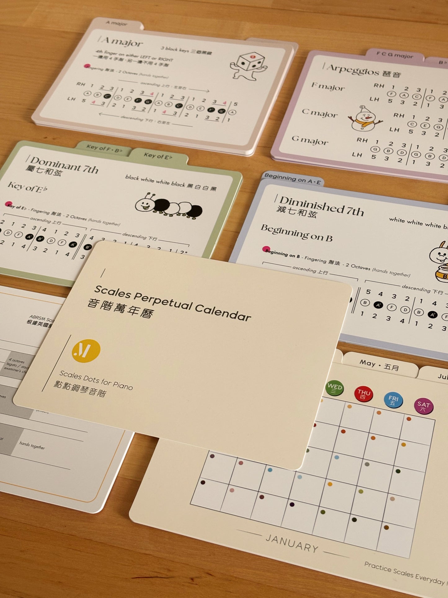 Promotion Set 優惠套裝: 《Scales Dots for Piano 點點鋼琴音階》書本 &《Scales Perpetual Calendar 音階萬年曆》