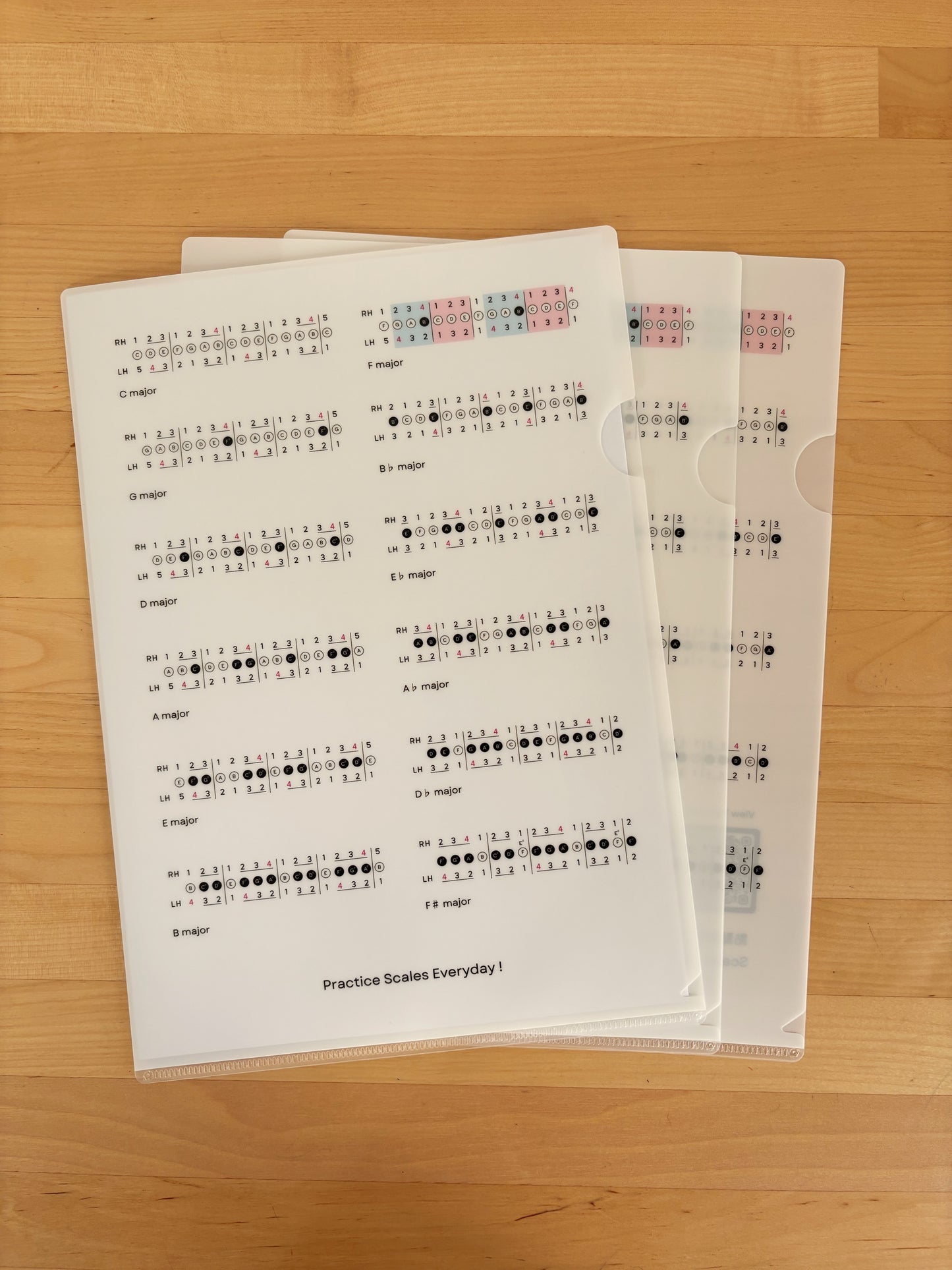 三個裝:音階文件夾 A4 Folder (12 Major Scales)